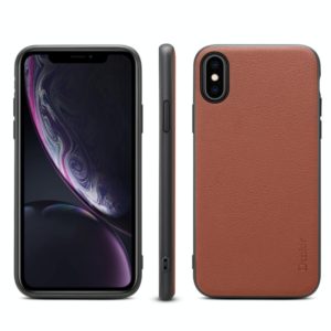 For iPhone XS Max Denior V7 Luxury Car Cowhide Leather Ultrathin Protective Case(Brown) (Denior) (OEM)