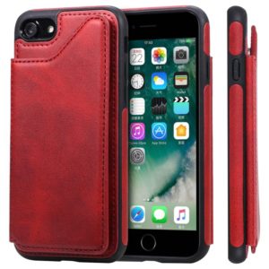 For iPhone 7 / 8 Shockproof Calf Texture Protective Case with Holder & Card Slots & Frame(Red) (OEM)