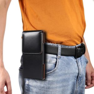 Men Glossy Texture Leather Portable Mobile Phone Waist Bag for 6.9 inch or below(Black) (OEM)
