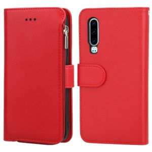 For Huawei P30 Microfiber Zipper Horizontal Flip Leather Case(Red) (OEM)