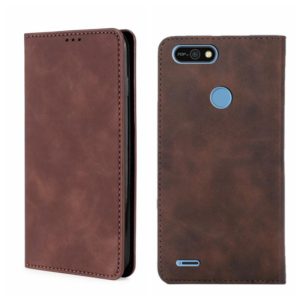 For Tecno Pop 2/Pop 2F/Pop 2 Pro/Pop 2 Power/Itel P13 Skin Feel Magnetic Horizontal Flip Leather Phone Case(Dark Brown) (OEM)