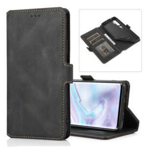 For Xiaomi Mi Note 10 Pro Retro Magnetic Closing Clasp Horizontal Flip Leather Case with Holder & Card Slots & Photo Frame & Wallet(Black) (OEM)