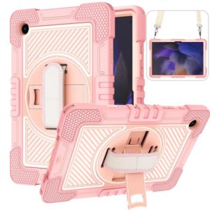 For Samsung Galaxy Tab A8 10.5 2021 360 Degree Rotation Contrast Color Silicone + PC Tablet Case(Rose Gold) (OEM)