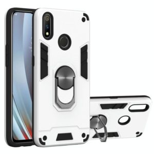 For OPPO Realme 3 Rro 2 in 1 Armour Series PC + TPU Protective Case with Ring Holder(Silver) (OEM)
