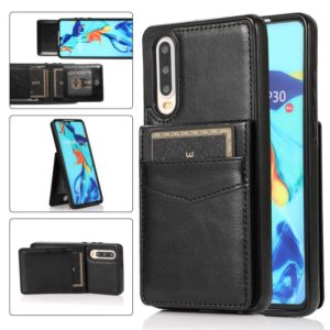 For Huawei P30 Solid Color PC + TPU Protective Case with Holder & Card Slots(Black) (OEM)