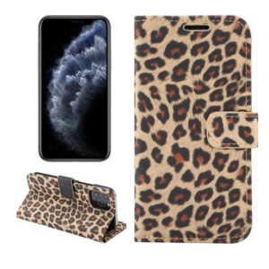 For iPhone 12 / 12 Pro Leopard Print Pattern Horizontal Flip Leather Case with Card Slot and Holder(Brown) (OEM)