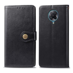 For Xiaomi Redmi K30 Pro Retro Solid Color Leather Buckle Phone Case with Lanyard & Photo Frame & Card Slot & Wallet & Stand Function(Black) (OEM)