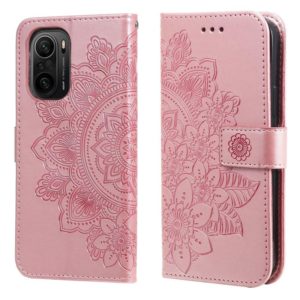 For Xiaomi Redmi K40/K40 Pro/Poco F3/ Mi 11i 7-petal Flowers Embossing Pattern Horizontal Flip PU Leather Case with Holder & Card Slots & Wallet & Photo Frame(Rose Gold) (OEM)