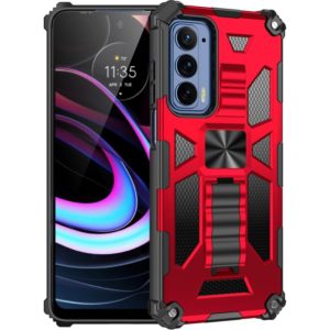 For Motorola Edge (2021) Armor Shockproof TPU + PC Magnetic Protective Phone Case with Holder(Red) (OEM)