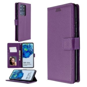 For Samsung Galaxy S20 Ultra Litchi Texture Horizontal Flip Leather Case with Holder & Card Slots & Wallet & Photo Frame(Purple) (OEM)