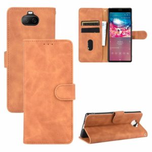 For Sony Xperia 8 Lite Solid Color Skin Feel Magnetic Buckle Horizontal Flip Calf Texture PU Leather Case with Holder & Card Slots & Wallet(Brown) (OEM)