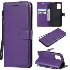 For OPPO F19 / A74 4G Solid Color Horizontal Flip Protective Leather Case with Holder & Card Slots & Wallet & Photo Frame & Lanyard(Purple) (OEM)