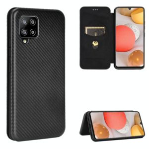 For Samsung Galaxy A42 5G Carbon Fiber Texture Horizontal Flip TPU + PC + PU Leather Case with Card Slot(Black) (OEM)