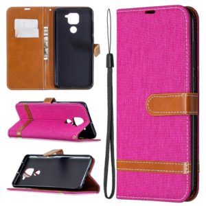 For Xiaomi Redmi Note 9 Denim Texture Horizontal Flip Leather Case with Holder & Card Slots & Wallet & Lanyard(Rose Red) (OEM)