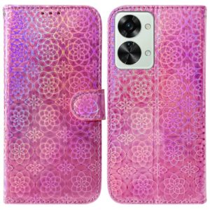 For OnePlus Nord 2T Colorful Magnetic Buckle Leather Phone Case(Pink) (OEM)