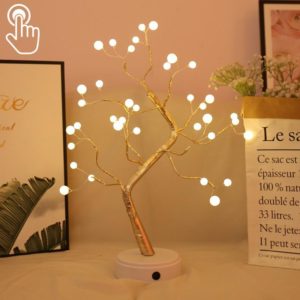 36 LEDs Pearl Tree Copper Wire Table Lamp Creative Decoration Touch Control Night Light (Warm White Light) (OEM)