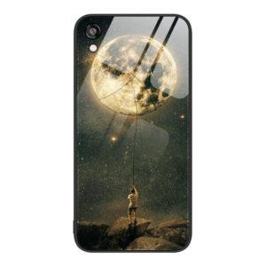 For Honor Play 3e Colorful Painted Glass Phone Case(Moon) (OEM)
