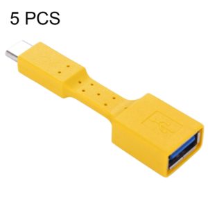 5 PCS USB-C / Type-C Male to USB 3.0 Female OTG Adapter (Yellow) (OEM)