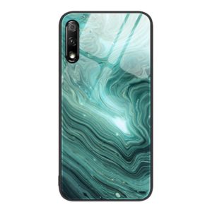 For Honor 9X Marble Pattern Glass Protective Phone Case(Water Waves) (OEM)