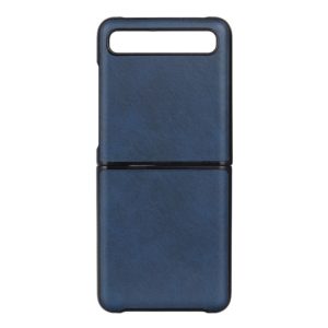 For Galaxy Z Flip Two-color Cow Leather Texture Folding Protective Case(Blue) (OEM)