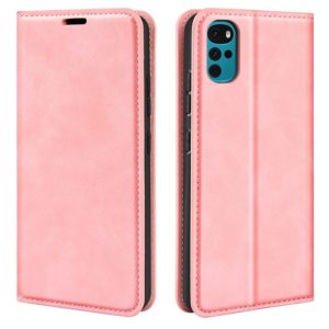 For Motorola Moto G22 4G Retro-skin Magnetic Suction Leather Phone Case(Pink) (OEM)