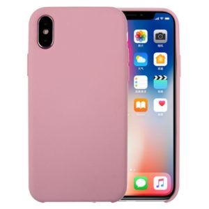 For iPhone X / XS Pure Color Liquid Silicone + PC Dropproof Protective Back Cover Case(Pink) (OEM)