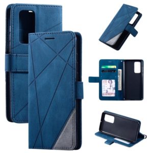 For Huawei P40 Skin Feel Splicing Horizontal Flip Leather Case with Holder & Card Slots & Wallet & Photo Frame(Blue) (OEM)