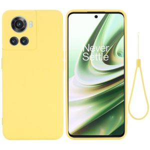 For OnePlus ACE / 10R Solid Color Liquid Silicone Full Coverage Phone Case(Yellow) (OEM)
