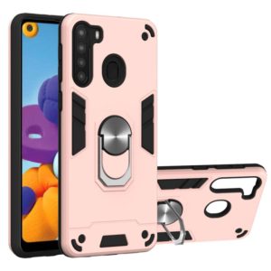 For Samsung Galaxy A21(EU Version) 2 in 1 Armour Series PC + TPU Protective Case with Ring Holder(Rose Gold) (OEM)