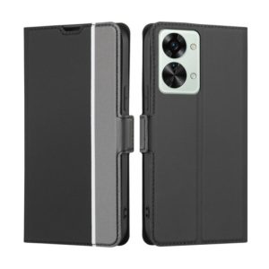 For OnePlus Nord 2T Twill Texture Side Button Leather Phone Case(Black) (OEM)