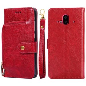 For Fujitsu Arrows F-52B Zipper Bag Leather Phone Case(Red) (OEM)