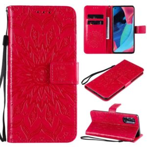 For OPPO Reno4 Pro 5G Sun Embossing Pattern Horizontal Flip Leather Case with Card Slot & Holder & Wallet & Lanyard(Red) (OEM)