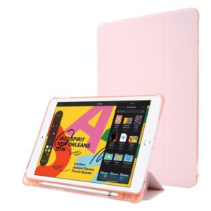 For iPad 10.2 2021 / 2020 / 2019 Airbag Horizontal Flip Leather Case with Three-fold Holder & Pen Holder(Pink) (OEM)