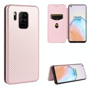 For Oukitel C18 Pro Carbon Fiber Texture Horizontal Flip TPU + PC + PU Leather Case with Card Slot(Pink) (OEM)
