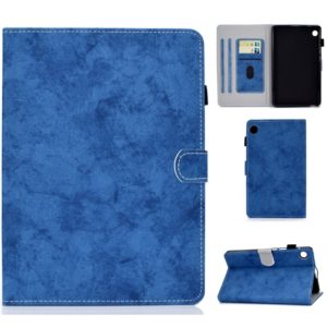 For Huawei MatePad T8 Marble Style Cloth Texture Tablet PC Protective Leather Case with Bracket & Card Slot & Pen Slot & Anti Skid Strip(Blue) (OEM)