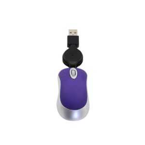 Mini Computer Mouse Retractable USB Cable Optical Ergonomic1600 DPI Portable Small Mice for Laptop(Purple) (OEM)