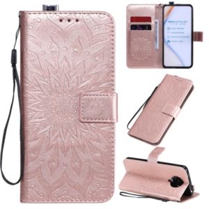 For Xiaomi Redmi K30 Pro Embossed Sunflower Pattern Horizontal Flip PU Leather Case with Holder & Card Slots & Wallet & Lanyard(Rose Gold) (OEM)