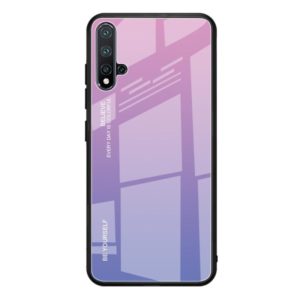 For Huawei Nova 5 / Nova 5 Pro Gradient Color Glass Case(Light Purple) (OEM)