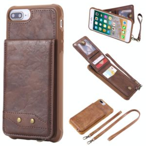 For iPhone 6 Plus Vertical Flip Shockproof Leather Protective Case with Long Rope, Support Card Slots & Bracket & Photo Holder & Wallet Function(咖啡) (OEM)