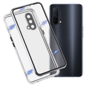 For OnePlus Nord CE 5G Full Cover Magnetic Metal Tempered Glass Phone Case(Silver) (OEM)