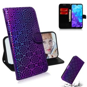 For Huawei Y5 (2019) / Honor 8S Solid Color Colorful Magnetic Buckle Horizontal Flip PU Leather Case with Holder & Card Slots & Wallet & Lanyard(Purple) (OEM)