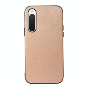 For Sony Xperia 10 IV Wood Texture PU Phone Case(Gold) (OEM)