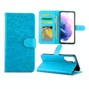 For Samsung Galaxy S21+ 5G/S21 Plus 5G Crazy Horse Texture Leather Horizontal Flip Protective Case with Holder & Card Slots & Wallet & Photo Frame(Baby Blue) (OEM)