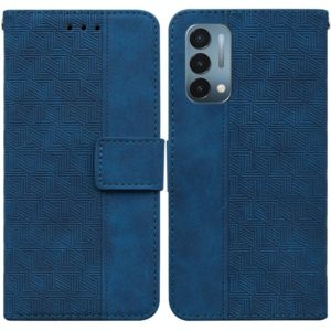For OnePlus Nord N200 5G Geometric Embossed Leather Phone Case(Blue) (OEM)