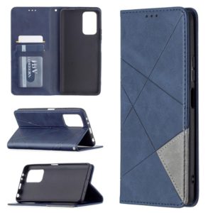 For Xiaomi Redmi Note 10 Pro Rhombus Texture Horizontal Flip Magnetic Leather Case with Holder & Card Slots(Blue) (OEM)