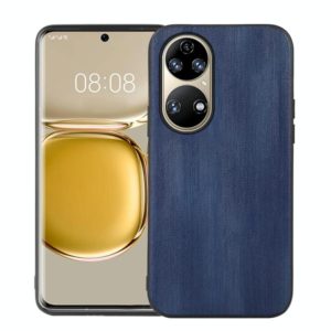 For Huawei P50 Yellow Cow Texture PU Phone Case(Blue) (OEM)