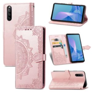 For Sony Xperia 1 III Mandala Embossing Pattern Horizontal Flip Leather Case with Holder & Card Slots & Wallet & Lanyard(Rose Gold) (OEM)