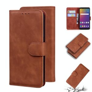 For LG Stylo 5 Skin Feel Pure Color Flip Leather Phone Case(Brown) (OEM)