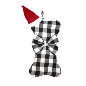 Home Christmas Decoration Pendant Children Candy Gift Bag(Black White Grid) (OEM)