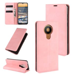 For Nokia 5.3 Retro-skin Business Magnetic Suction Leather Case with Holder & Card Slots & Wallet(Pink) (OEM)